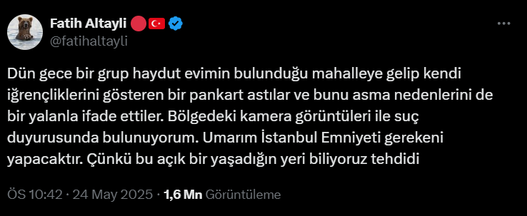 Fatih Altaylının Evinin Önünde Paankartla Saldırı (1)