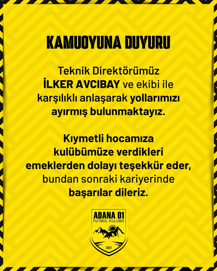 Adana 01 Fk Teknik Direktör Ilker Avcıbay Dönemi Sona Erdi (2)