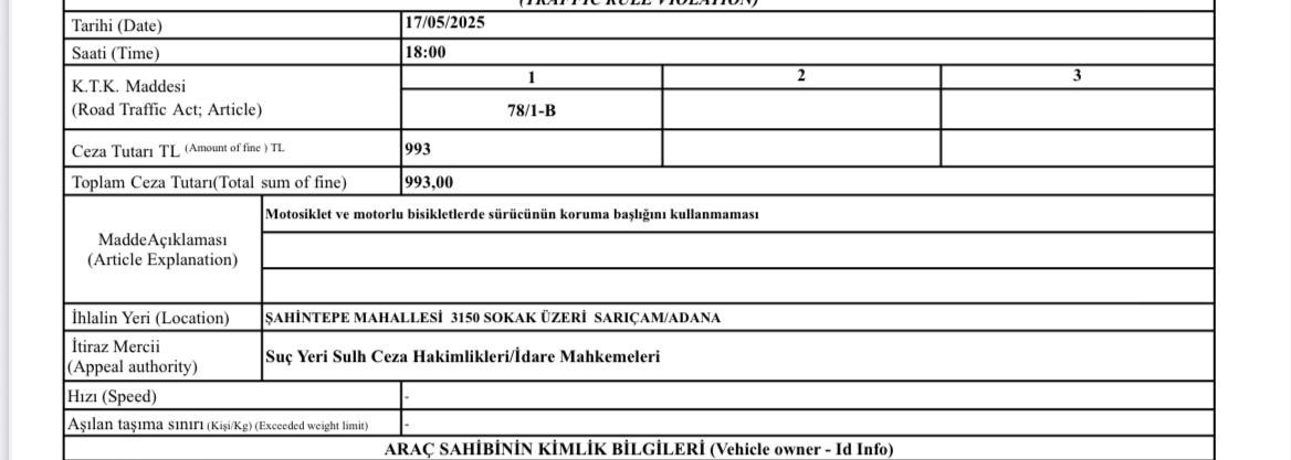 Adanada Kask Komedisi Otomobil Kullanırken Kask Takmadığı Için Ceza Yedi (2)