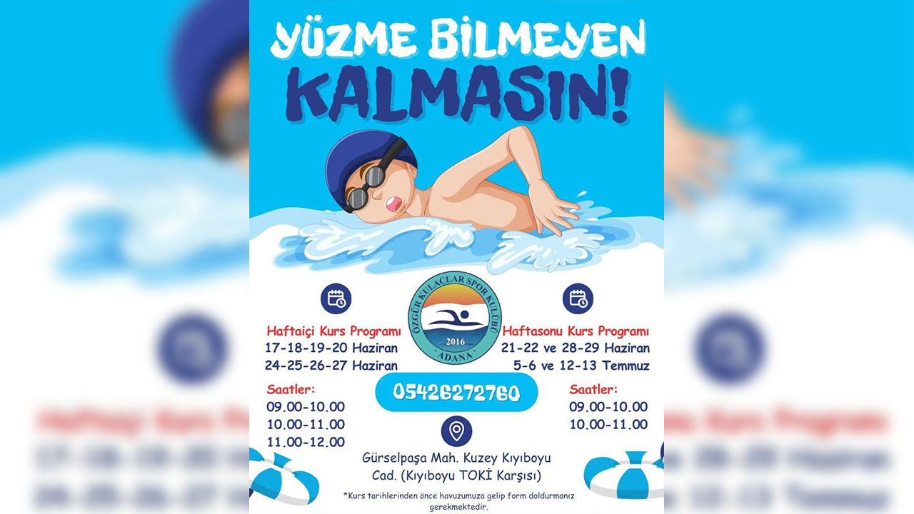 Özgür Kulaçlar Spor Kulübü'nde Yüzme Kursları Başladı