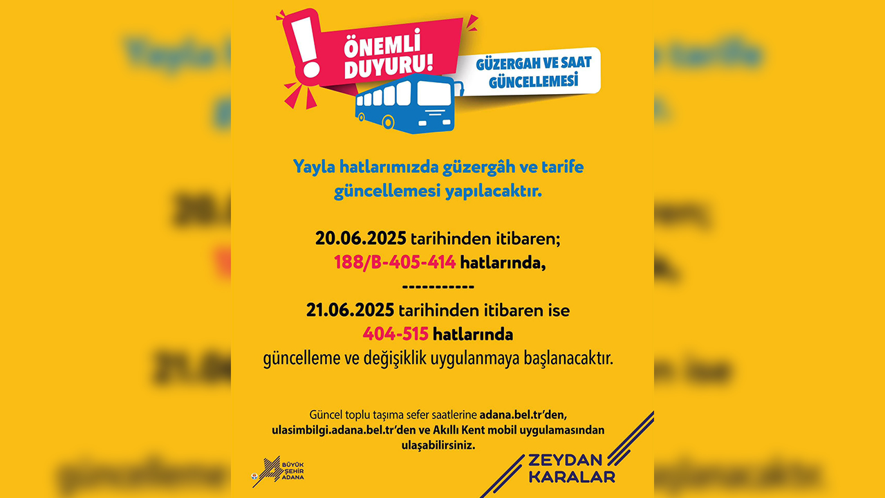 Yaylaya Gidecekler Dikkat Adana'da Yayla Hatlarında Güzergah Ve Tarifelerde Güncelleme22