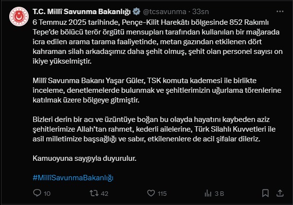 Pençe Kilit’ten Kahreden Haberler Gelmeye Devam Ediyor Şehit Sayısı 12’Ye Yükseldi