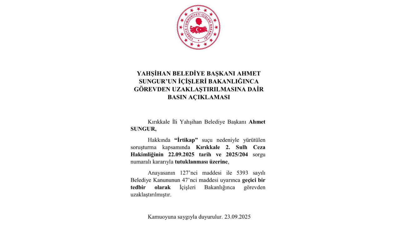 İçişleri Bakanlığı’ndan Açıklama