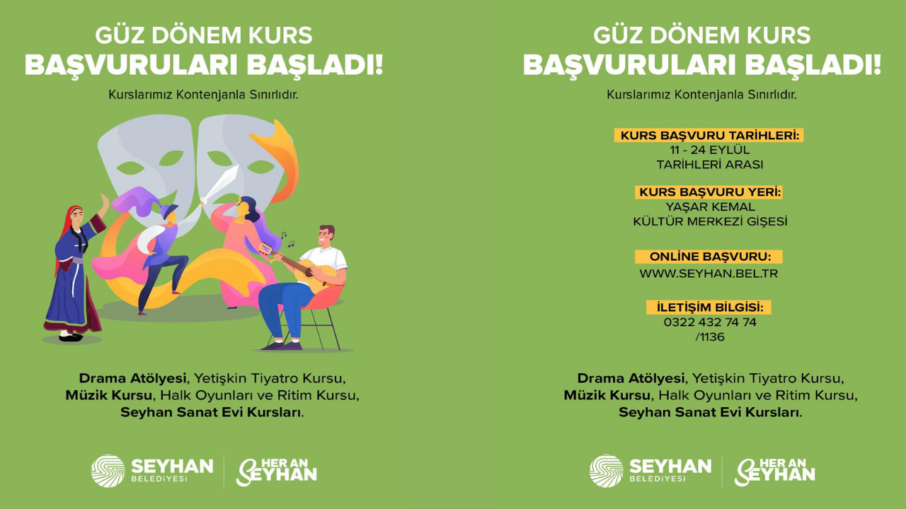 Sanat Ve Kültürle Dolu Güz Dönemi! Seyhan’da Kurs Başvuruları Açıldı