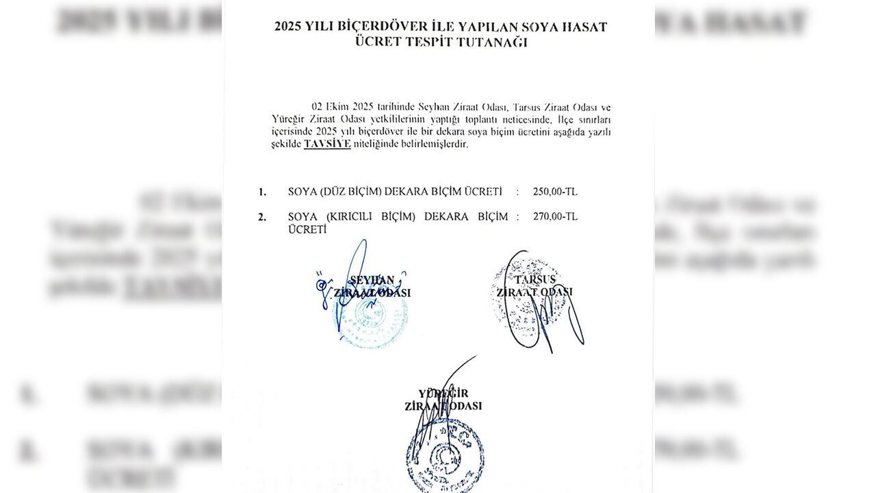 Adana’da 2025 Yılı Soya Hasat Ücretleri Belirlendi-1