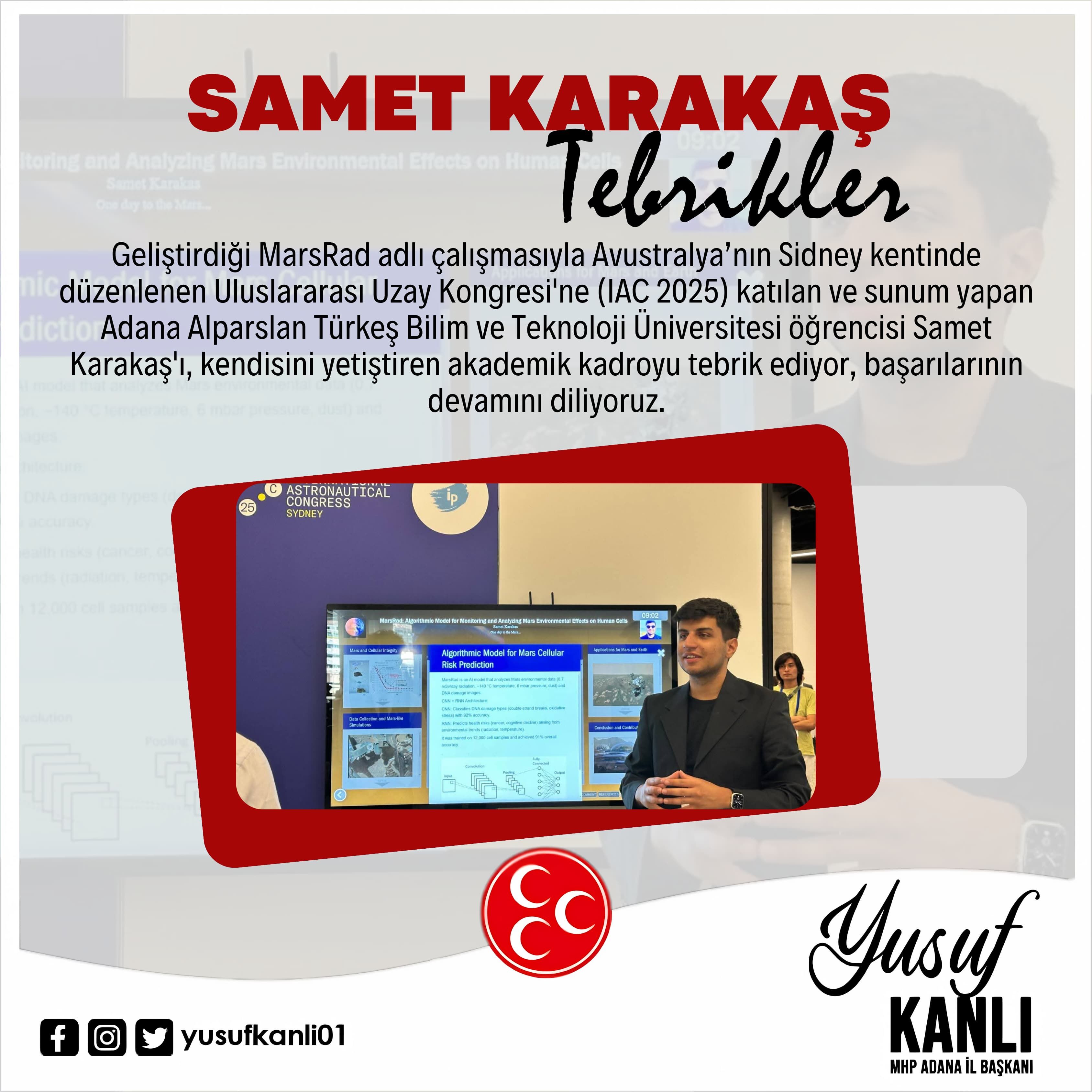 Mhp Adana İl Başkanlığından Samet Karakaş’a Tebrik-1
