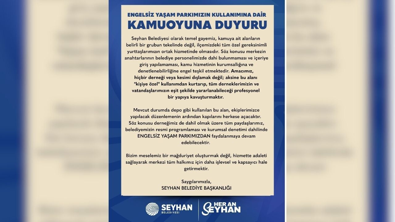 Seyhan Belediyesi’nden Engelsiz Yaşam Parkı Açıklaması1