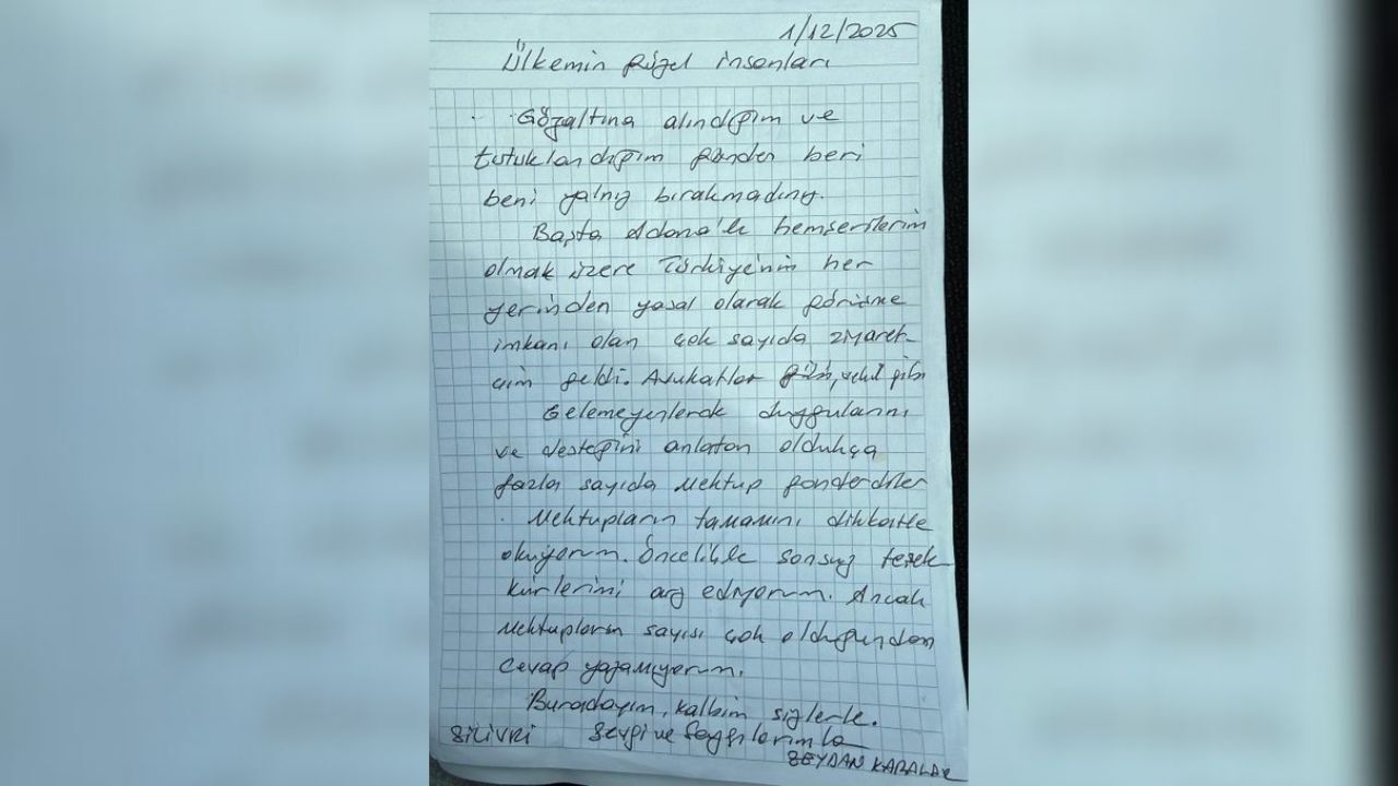 Zeydan Karalar Cezaevinden Mesaj Gönderdi