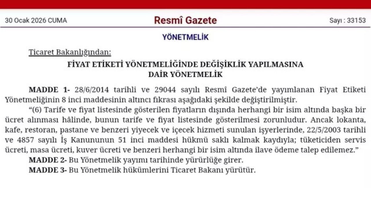 Restoranlarda Servis Ve Masa Ücreti Dönemi Sona Erdi