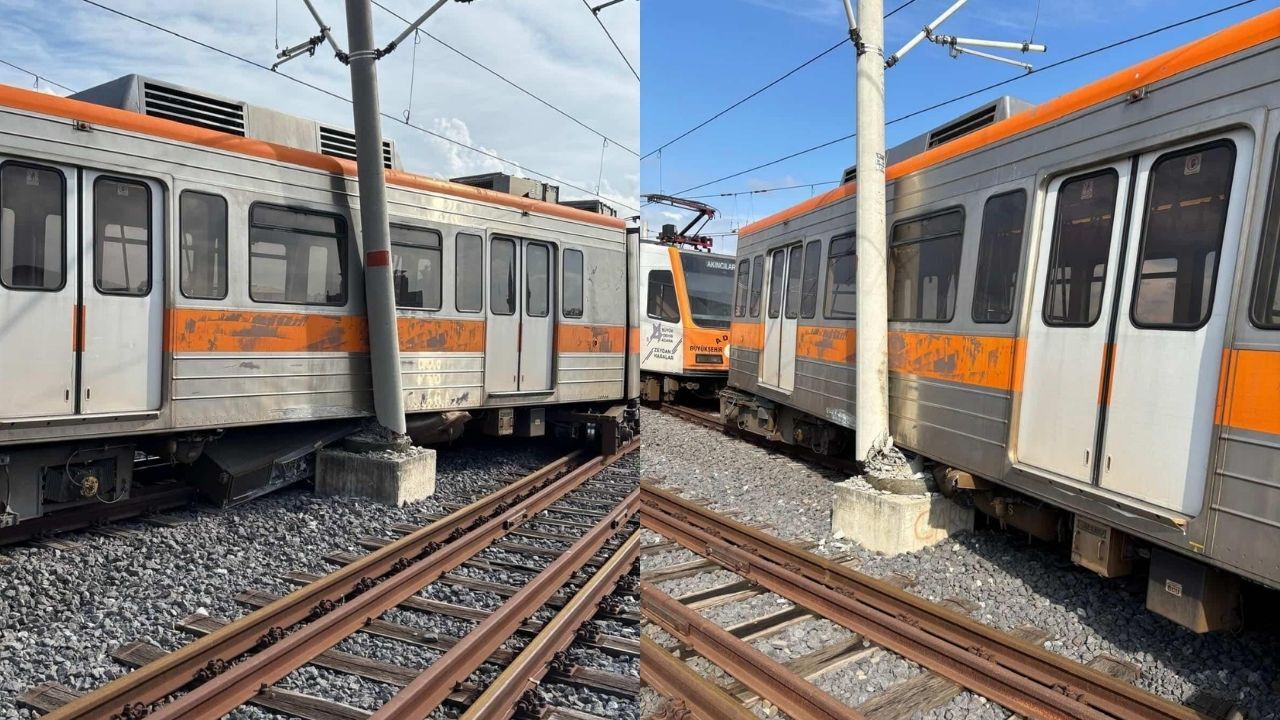 Adana’da Metro Kazası Raydan Çıkan Vagon Direğe Çarptı (1)