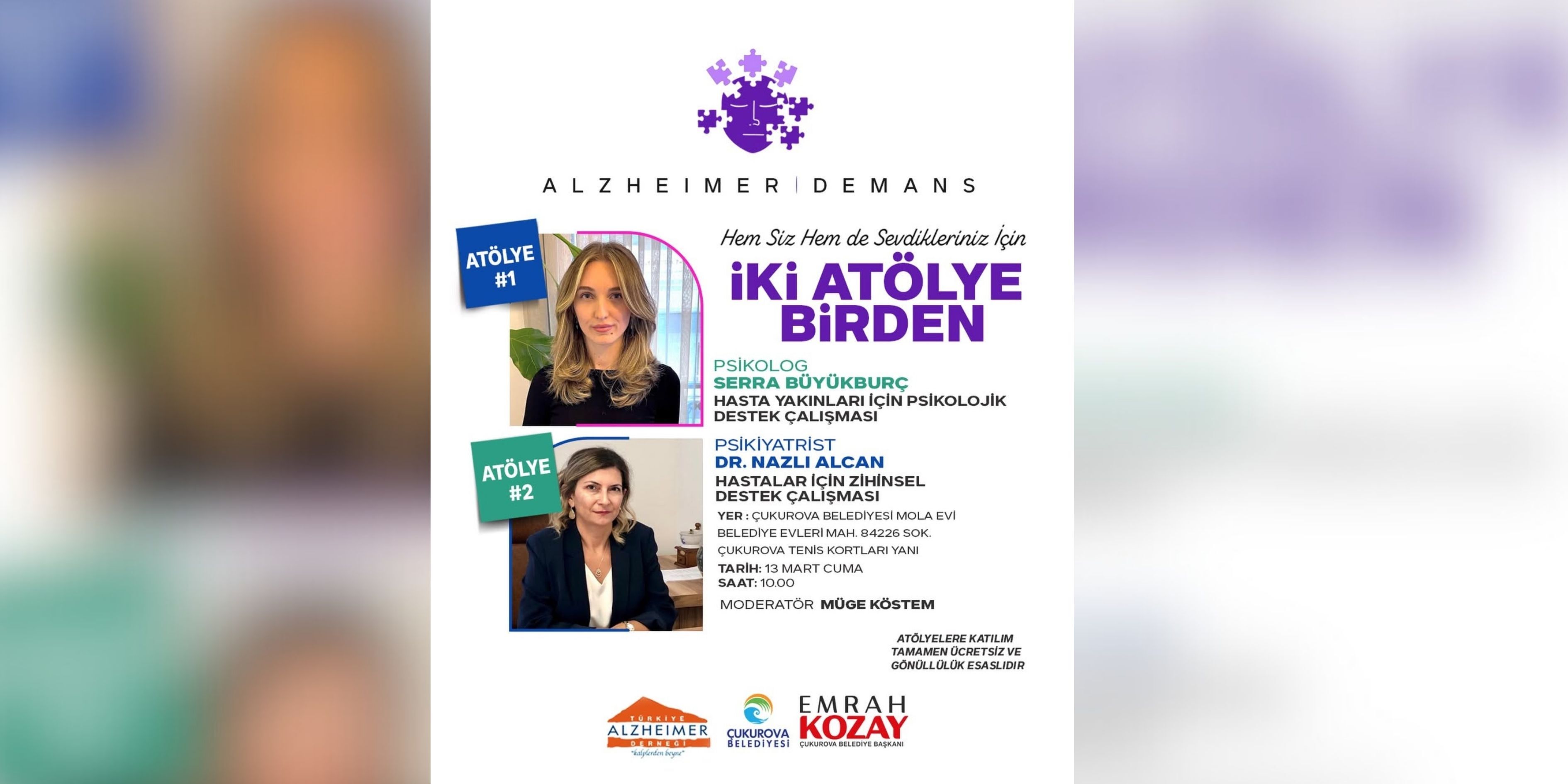 Çukurova’da Alzheimer Ve Demans İçin Destek Atölyeleri Düzenlenecek