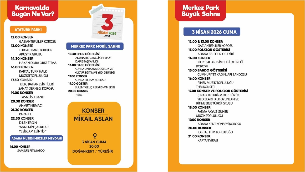 Bugün (3 Nisan Cuma) Karnavalda Neler Var İşte Saat Saat Program!
