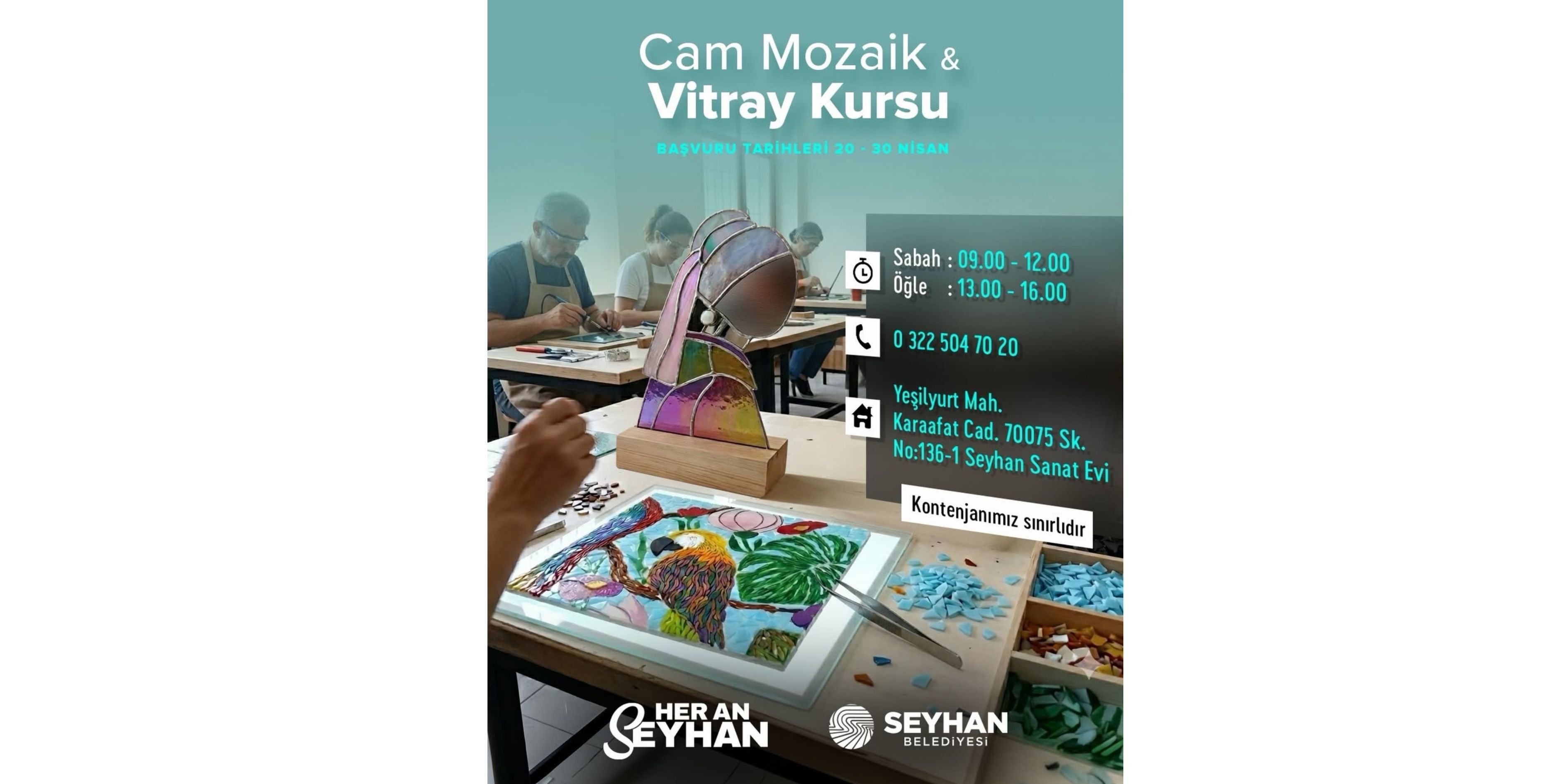 Seyhan’da Ücretsiz “Cam Mozaik & Vitray Kursu” Başvuruları Başladı-1