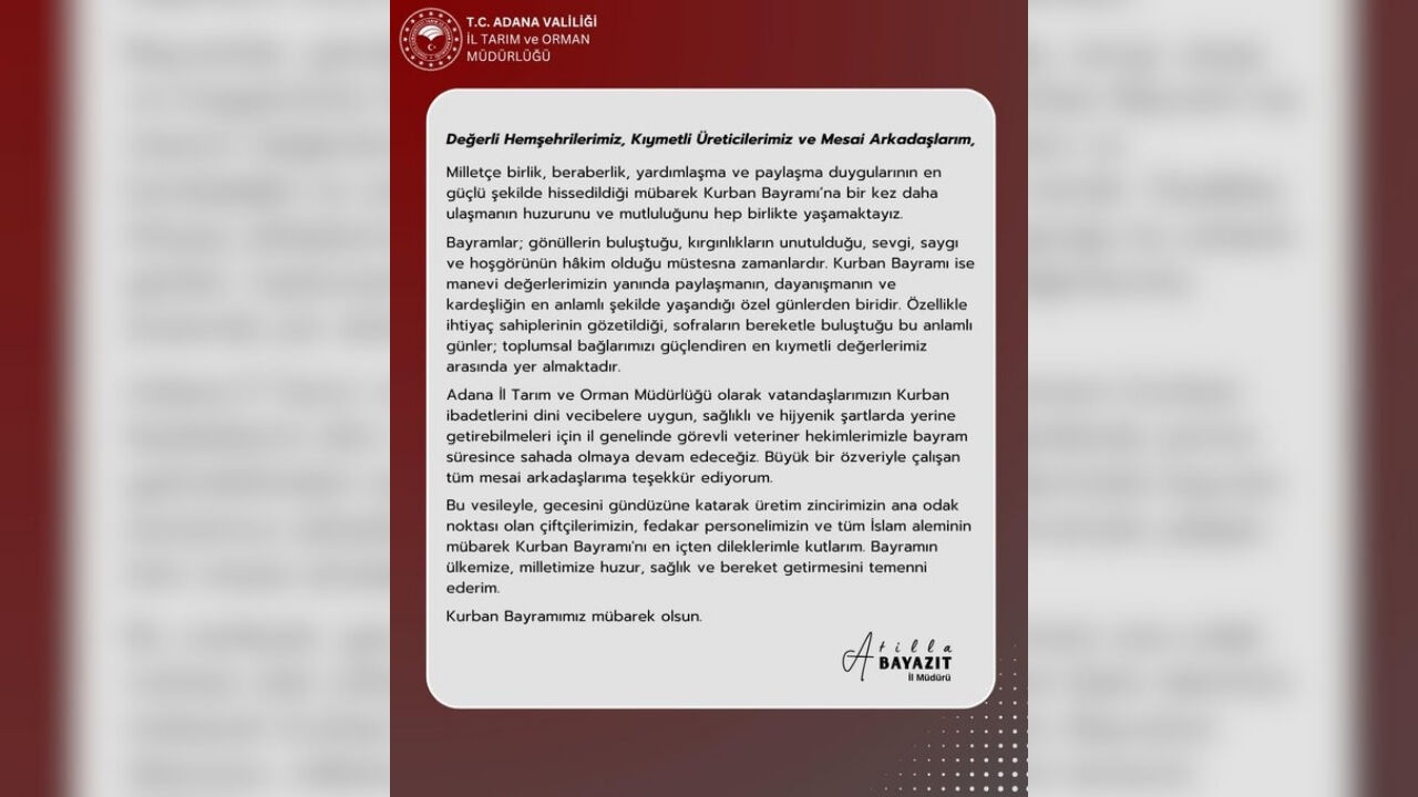 Atilla Bayazıt’tan Kurban Bayramı Mesajı