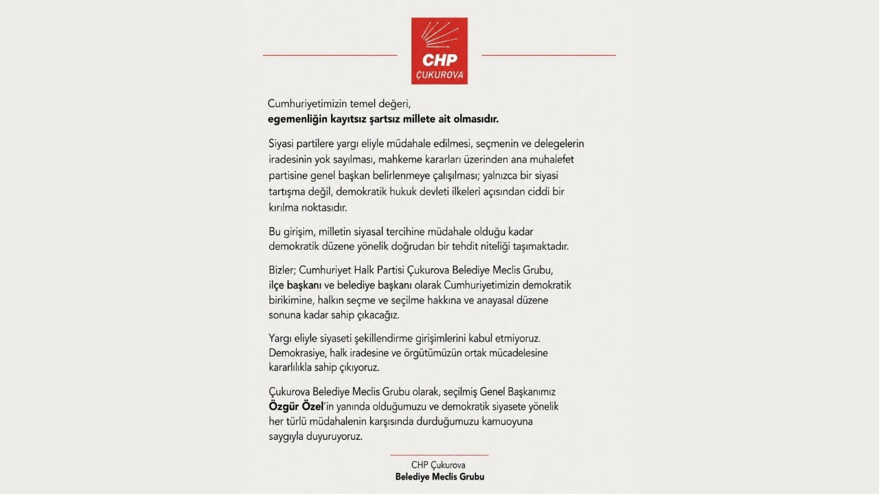 Chp Çukurova’dan Yargı Kararına Sert Tepki