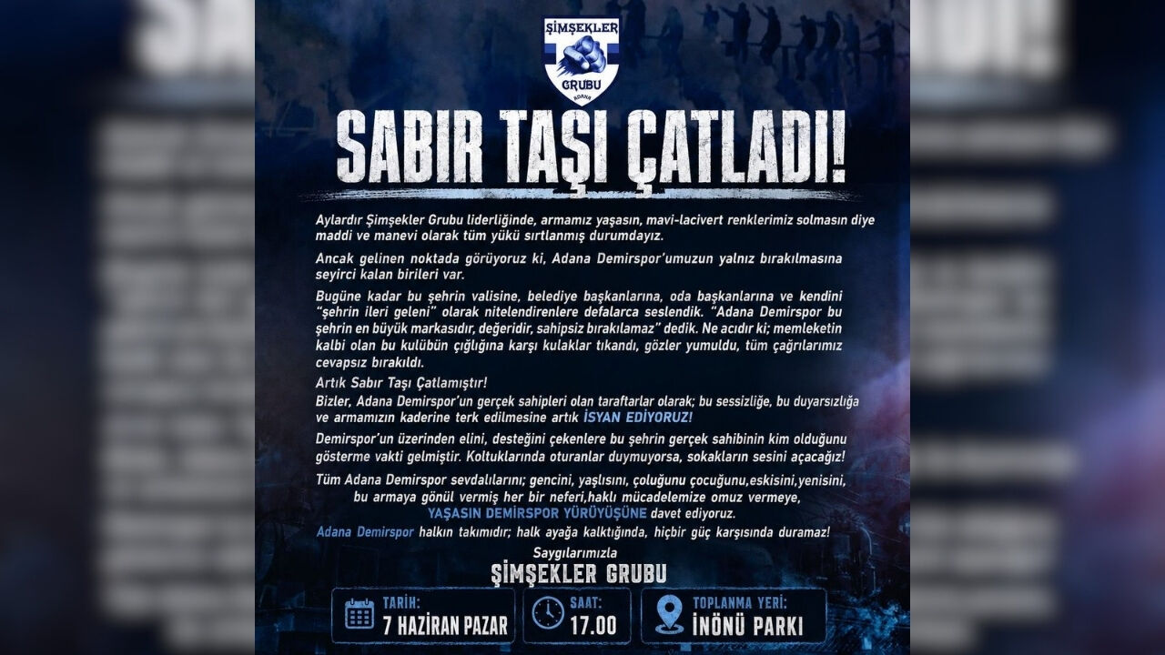 Şimşekler Grubu’ndan “Yaşasın Demirspor Yürüyüşü” Çağrısı