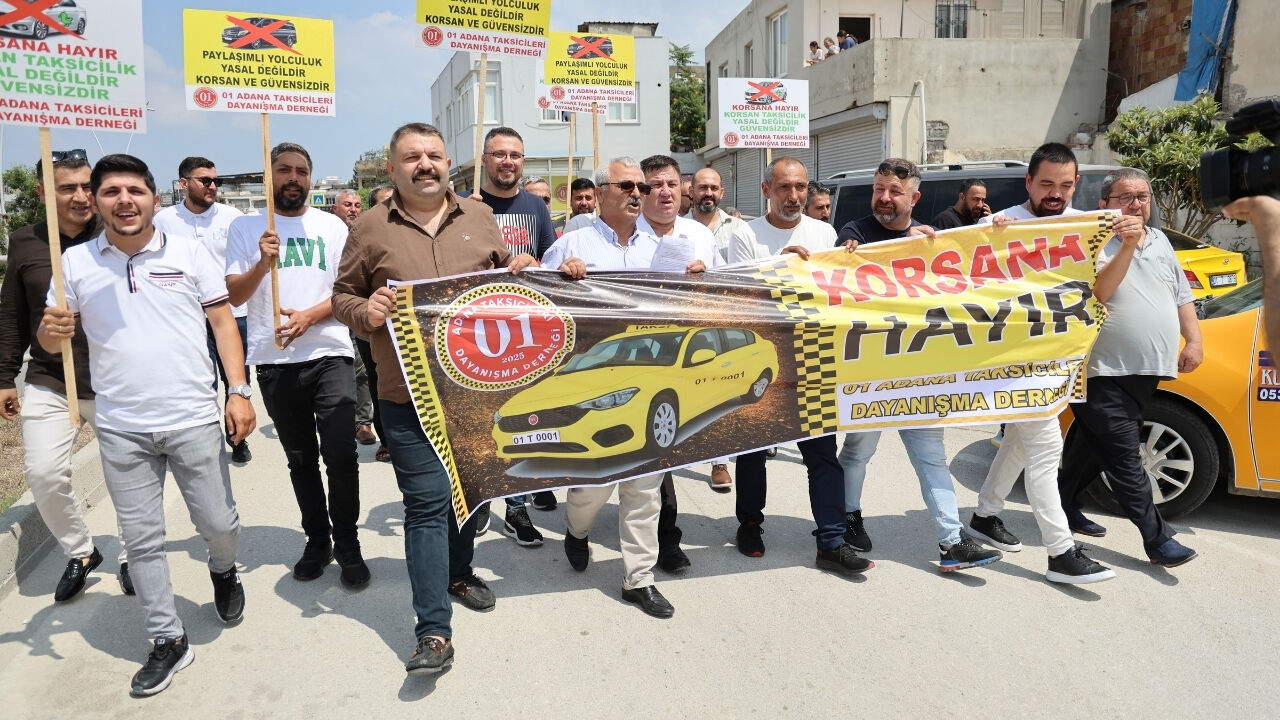 Adana'da Taksiciler Korsan Taşımacılığa Karşı Konvoylu Eylem Yaptı (3)