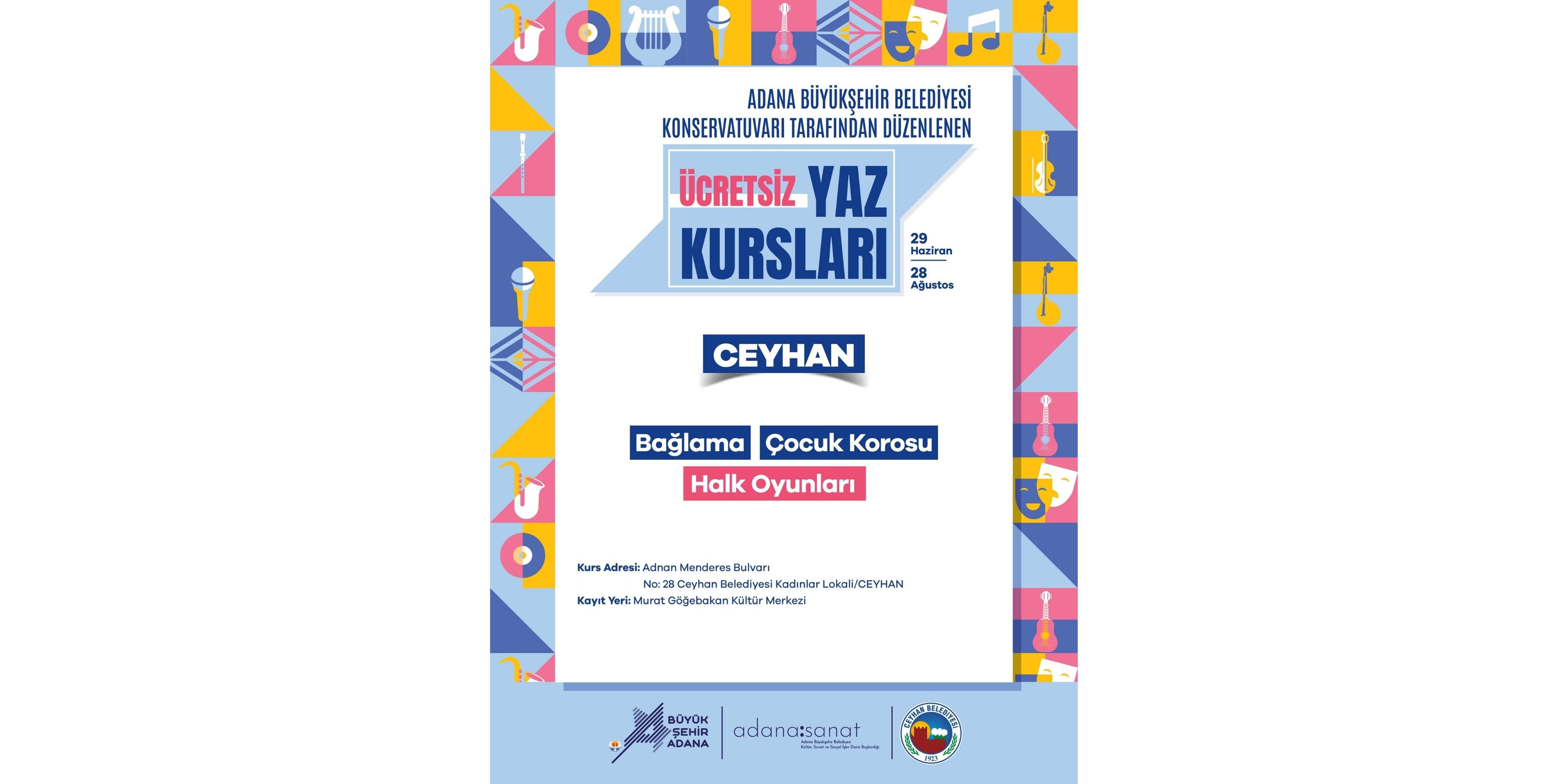 Ceyhan’da Sanat Dolu Bir Yaz Ücretsiz Kurslar İçin Kayıtlar Başladı