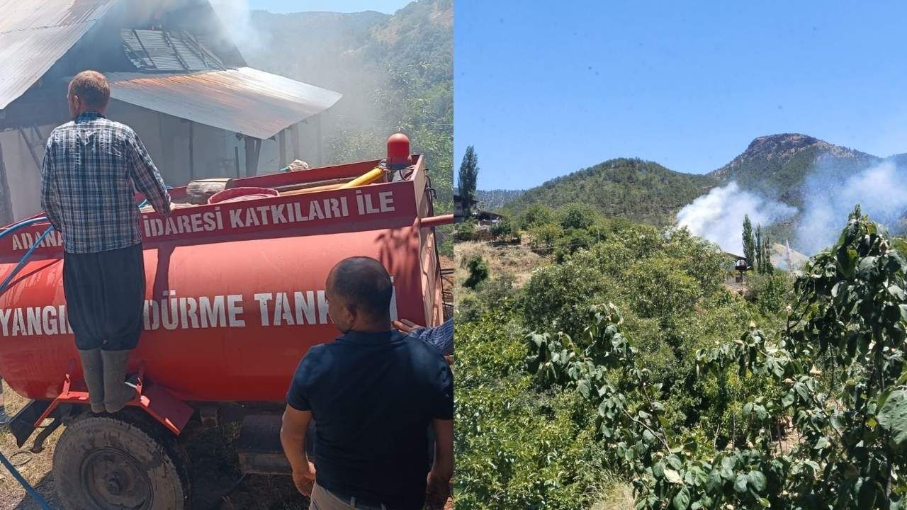 Feke'de Korkutan Yangın! Kerpiç Ev Alevlere Teslim Oldu (1)