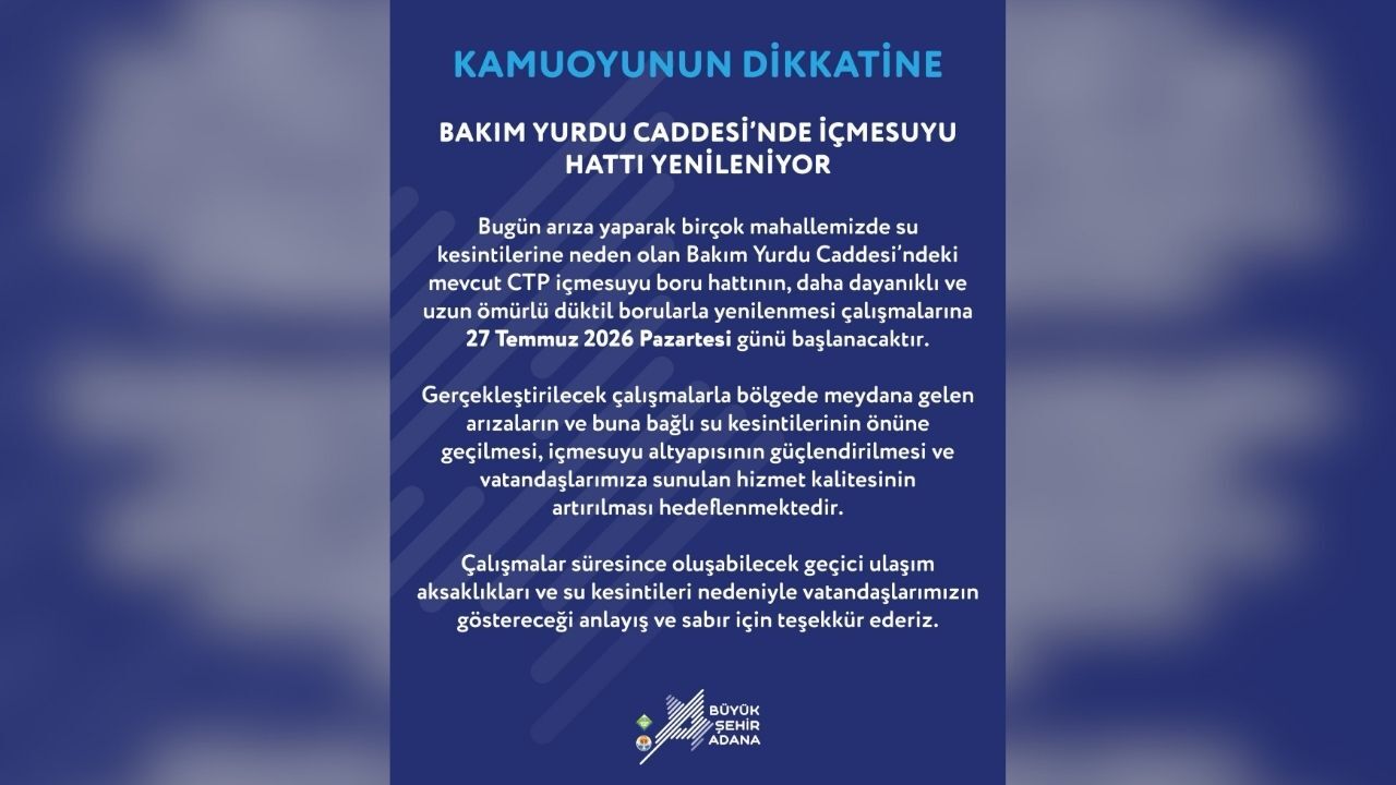 Bakım Yurdu Caddesi'nde Içme Suyu Hattı Yenileniyor