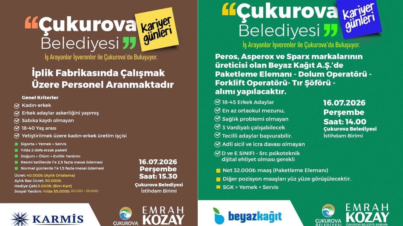 Çukurova Belediyesi'nden Iş Arayanlara Yeni Haftada Kariyer Fırsatı (3)
