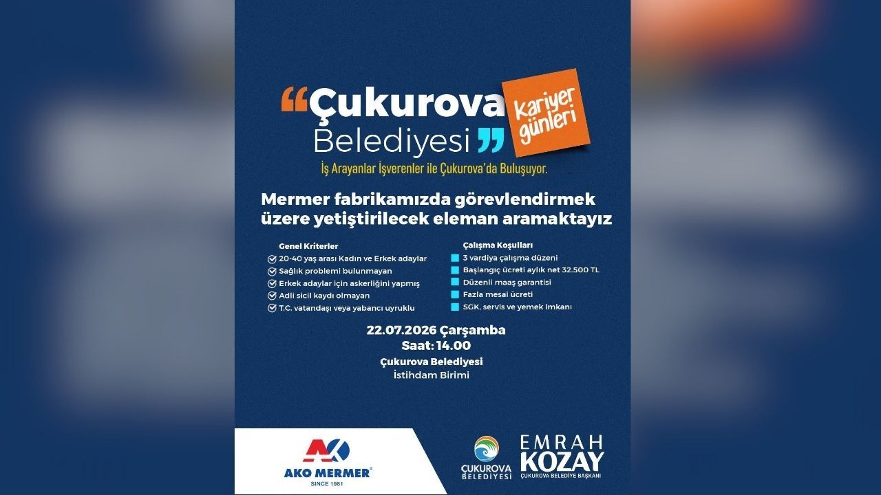 Çukurova Belediyesi'nden Mermer Fabrikasına Personel Alımı Duyurusu