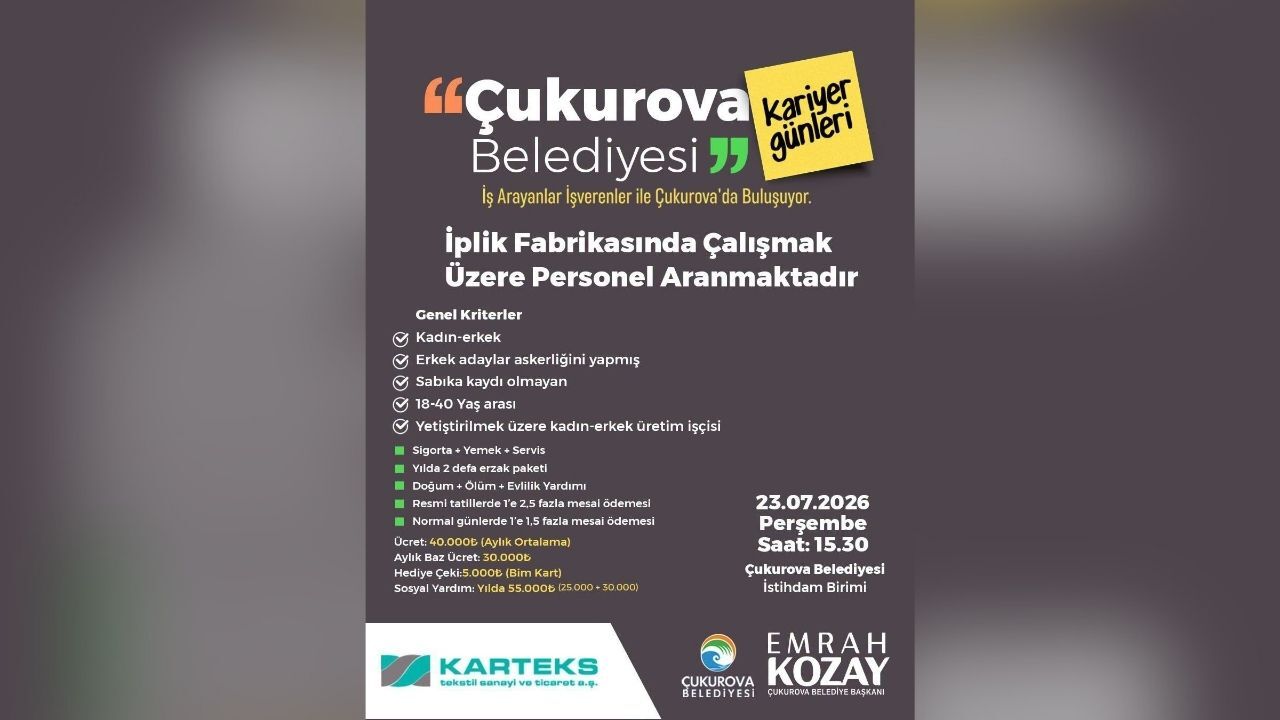 Çukurova Kariyer Günleri'nde Tekstil Sektörüne Yeni Personel Alınacak