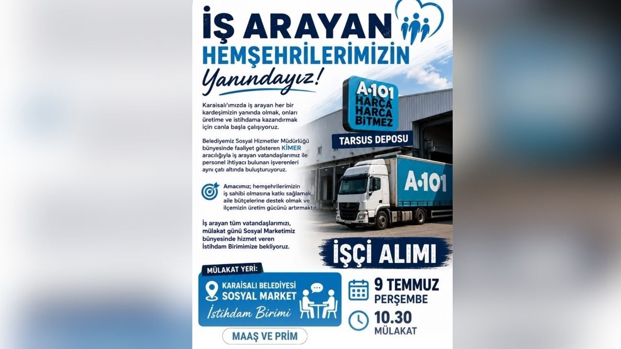 Karaisalı Belediyesi'nden Iş Arayanlara Yeni Istihdam Fırsatı