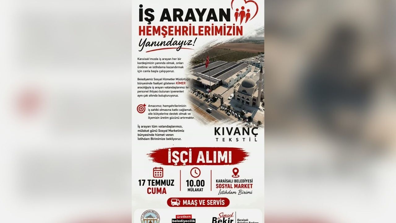 Karaisalı'da Iş Fırsatı Kıvanç Tekstil Personel Alacak (1)