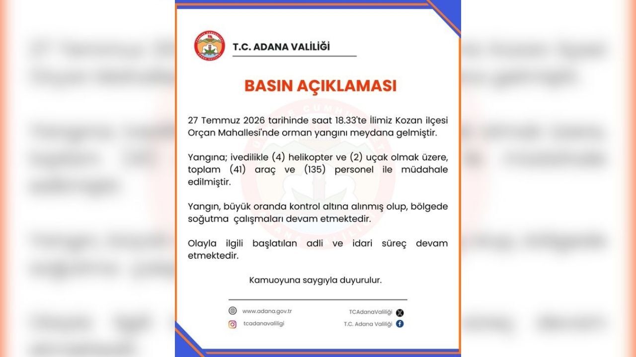 Kozan'daki Orman Yangını Büyük Oranda Kontrol Altına Alındı