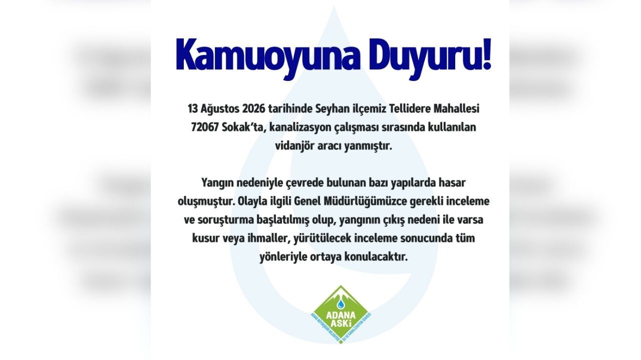 Adana’da Vidanjör Yangını Hakkında Aski̇’den Açıklama