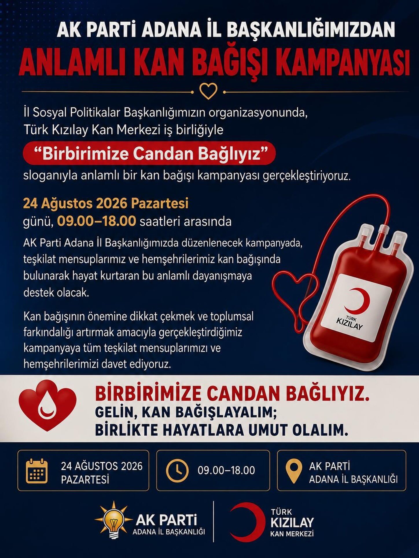 Ak Parti Adana İl Başkanlığı'ndan Anlamlı Kampanya Birbirimize Candan Bağlıyız-1