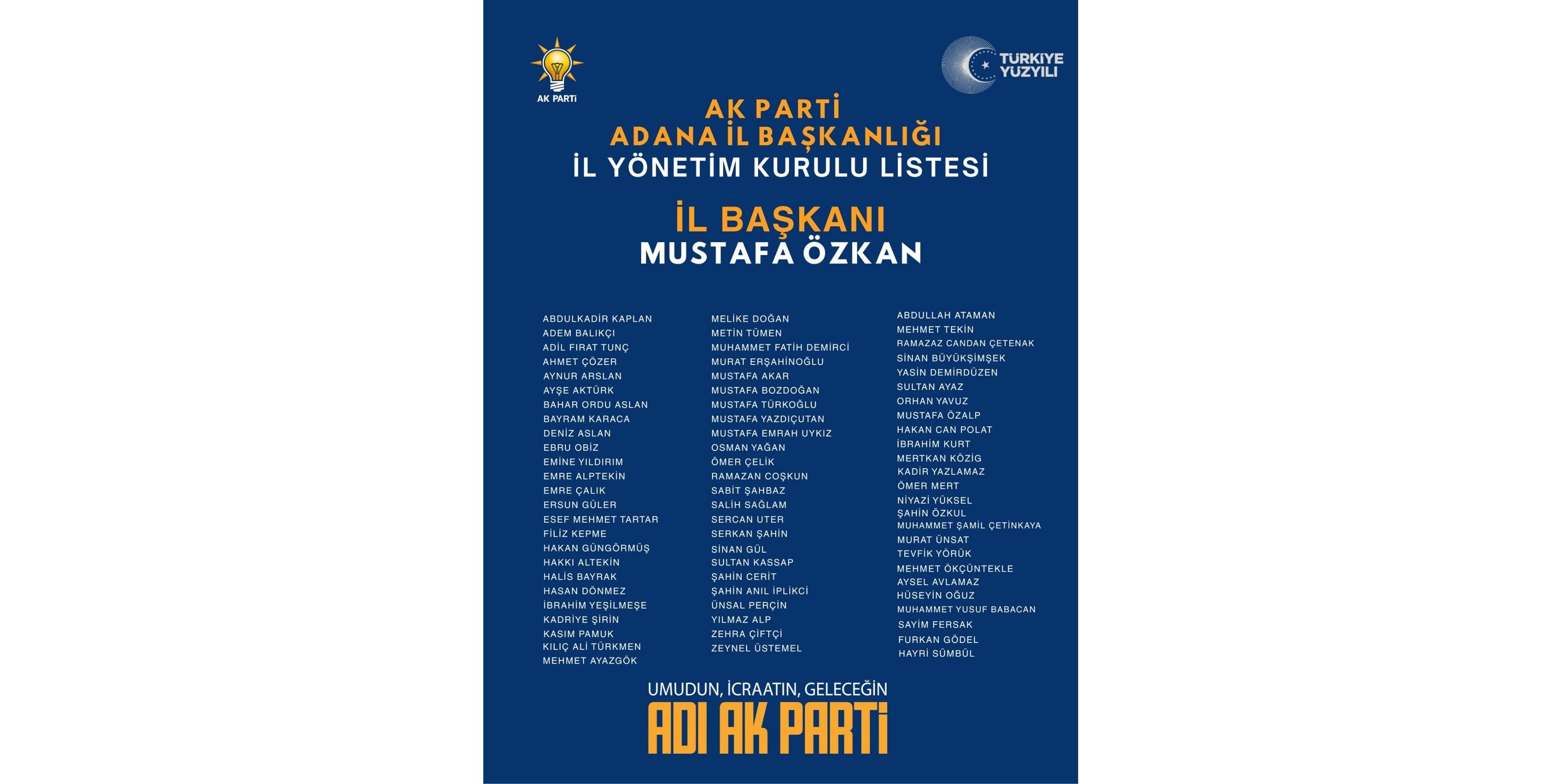 Ak Parti Adana'da Yeni Kadrolar Görev Başında İl Yönetim Kurulu Açıklandı