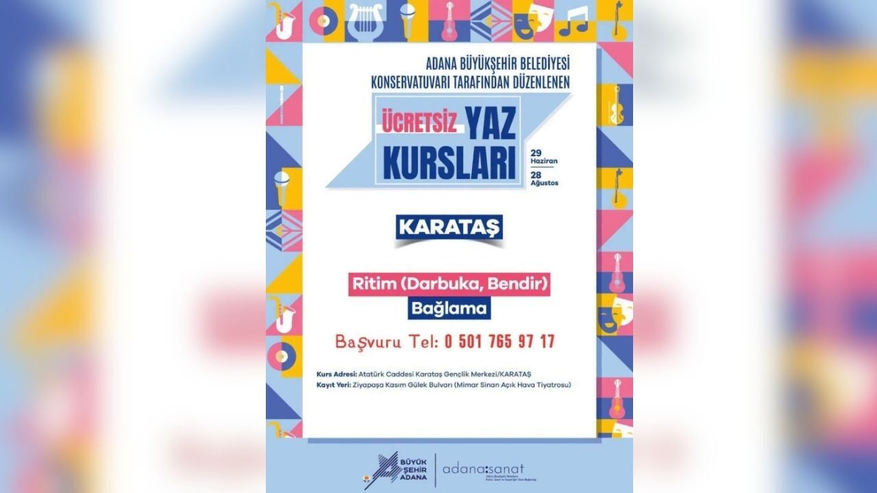 Karataş’ta Bağlama, Darbuka Ve Bendir Eğitimi Verilecek