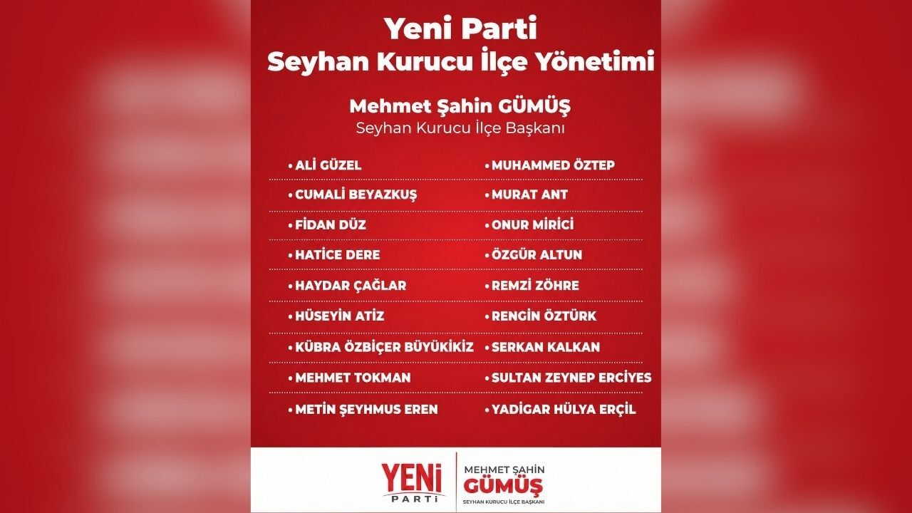 Yeni̇ Parti Seyhan’da Kurucu Yönetim Belli Oldu