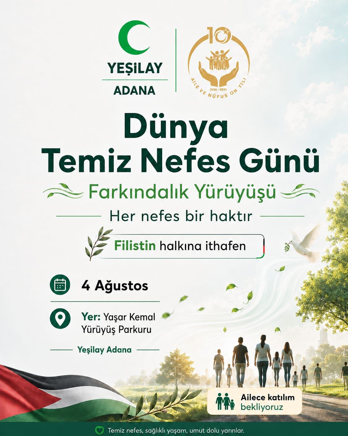 Yeşilay Adana'dan Anlamlı Buluşma Filistin Için Temiz Nefes Yürüyüşü-1