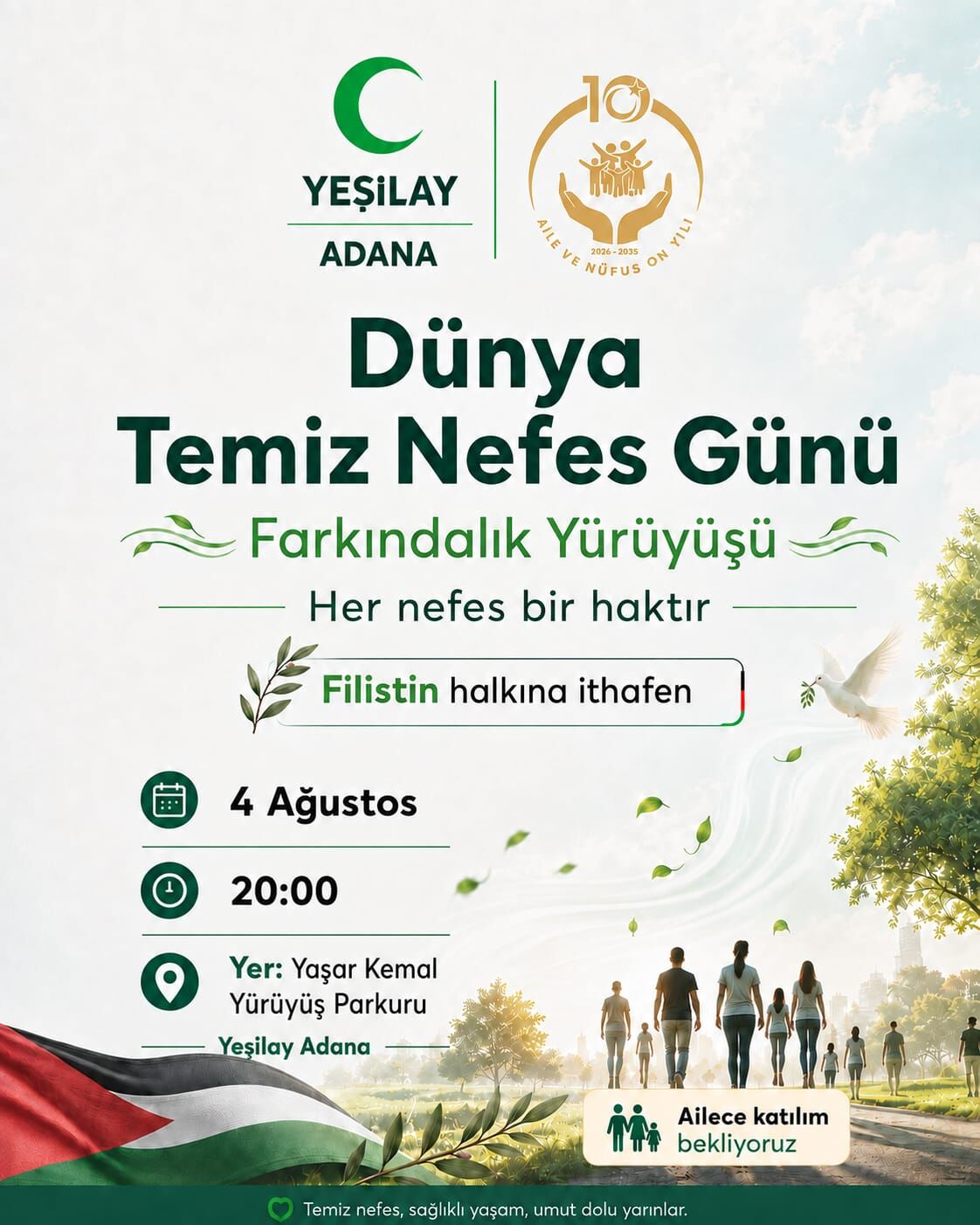 Yeşilay Adana'dan Anlamlı Dayanışma Filistin Için Temiz Nefes Yürüyüşü-1