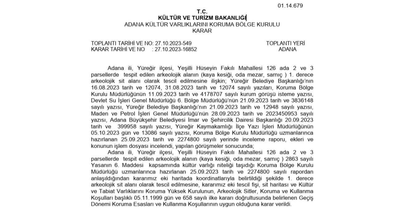 Yüreğir’de Kaya Mezarı Bulundu Arkeolojik Sit Alanı Genişletildi (1)