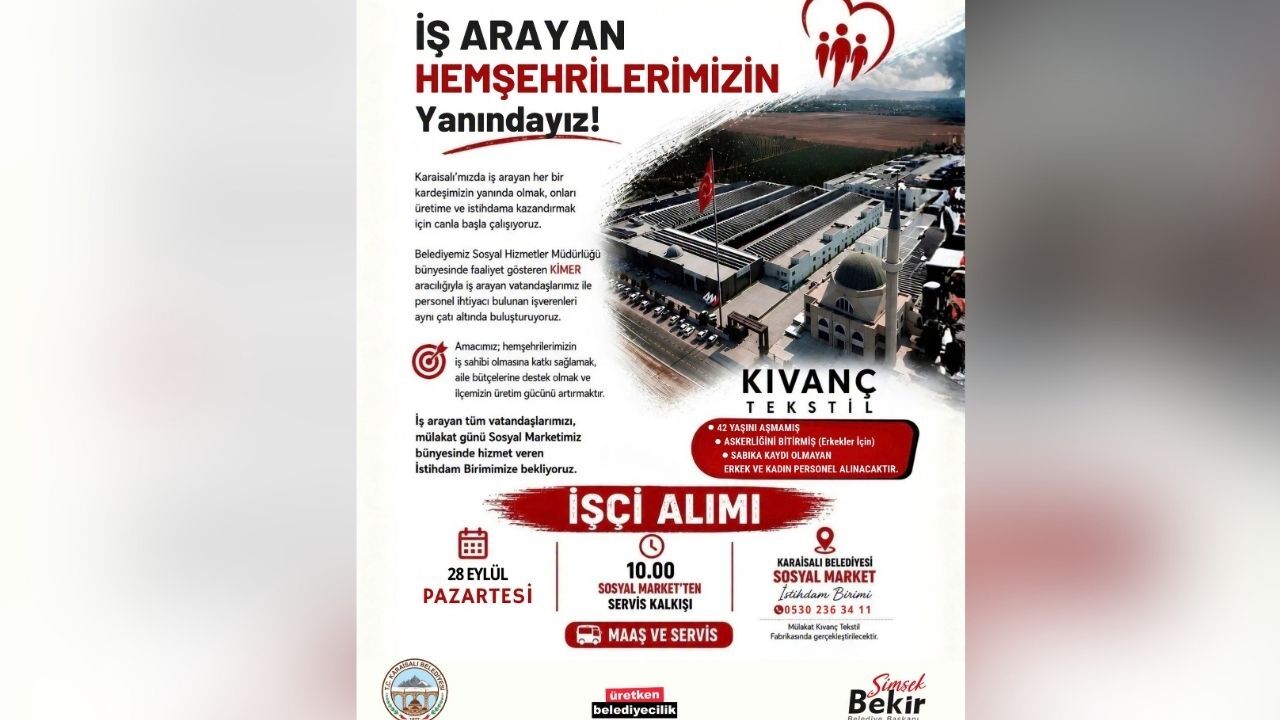 Kıvanç Tekstil Karaisalı’dan Işçi Alacak