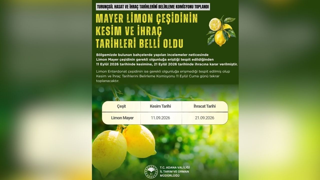 Limon Üreticileri Için Kritik Tarih Açıklandı