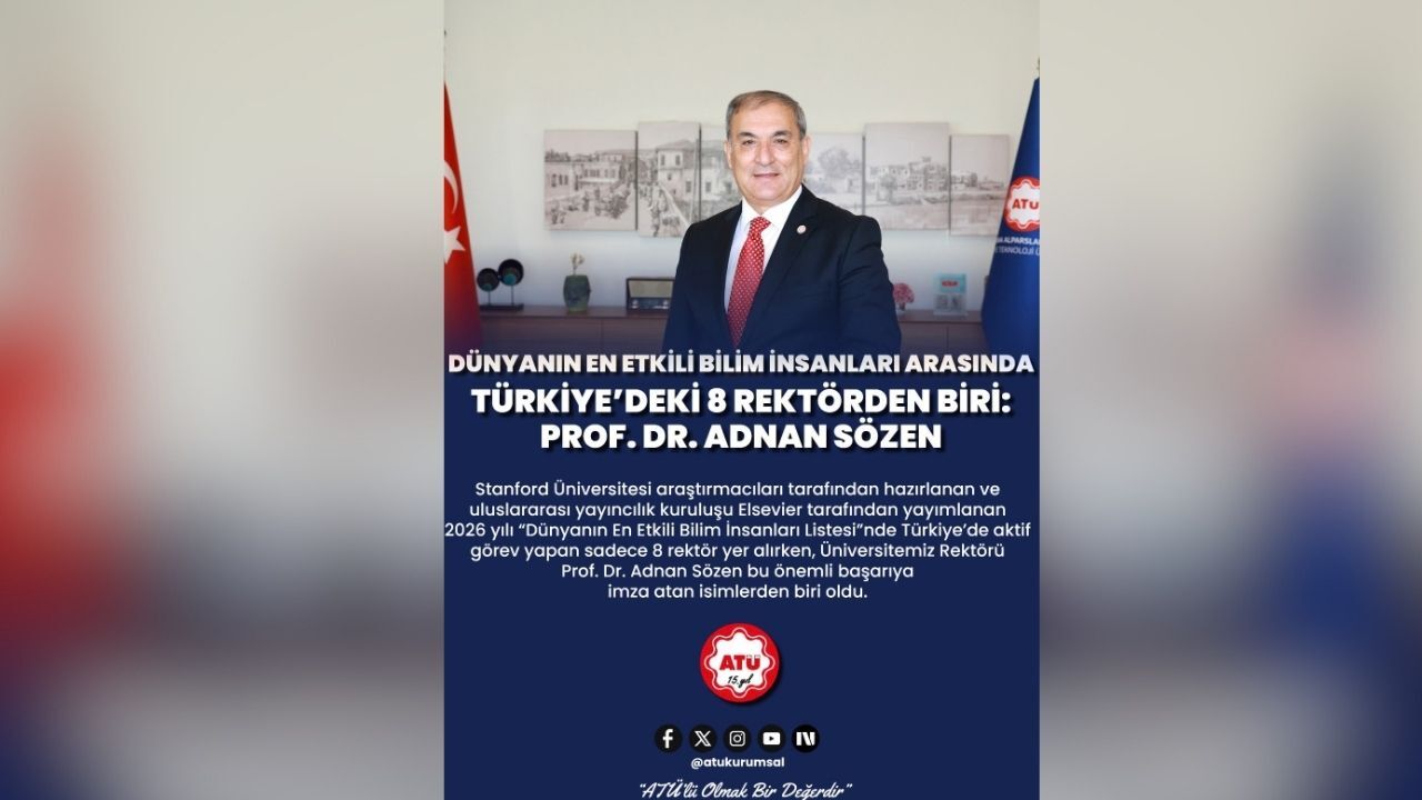 Atü Rektörü Adnan Sözen’den Uluslararası Başarı