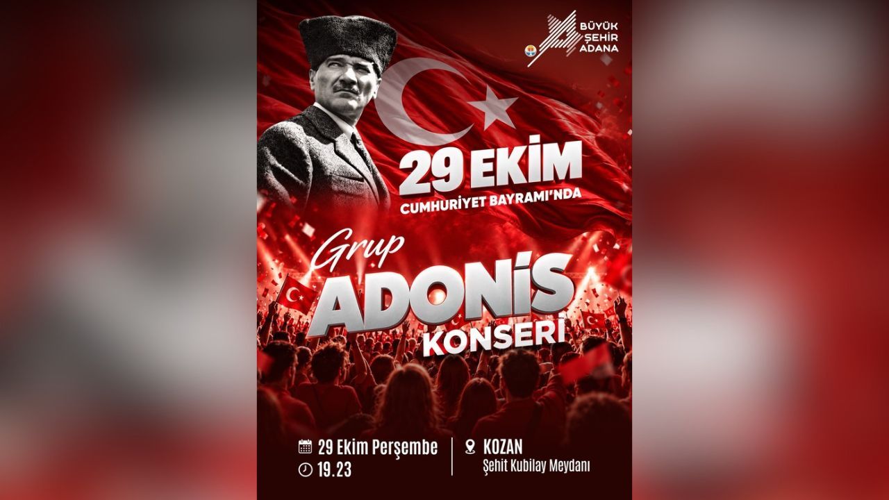 Kozan’da 29 Ekim Coşkusu Grup Adonis’le Yaşanacak