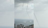 Mersin’de deniz üzerinde çifte hortum! O anlar kamerada
