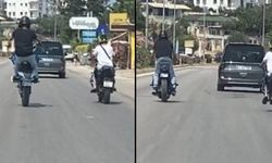 Mersin'de trafikte tehlikeli şov kamerada