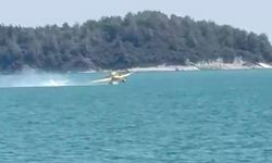 Uçağın ters dönerek göle düştüğü anlar kamerada