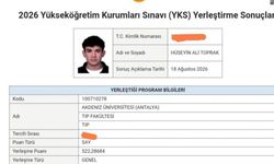 Meslek Lisesinden Tıp Fakültesine büyük başarı: Hüseyin Ali Toprak Akdeniz Tıp'ı kazandı