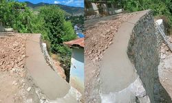 Saimbeyli’de çöken yol belediye ekiplerince yenilendi