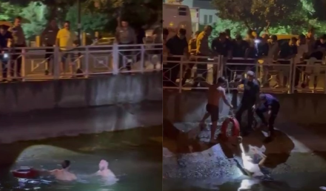 Adana’da bir şahıs polis uygulamasına girmemek için kanala atladı