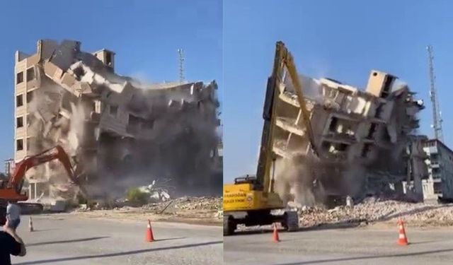 6 katlı bina saniyeler içinde yerle bir oldu: O anlar kamerada
