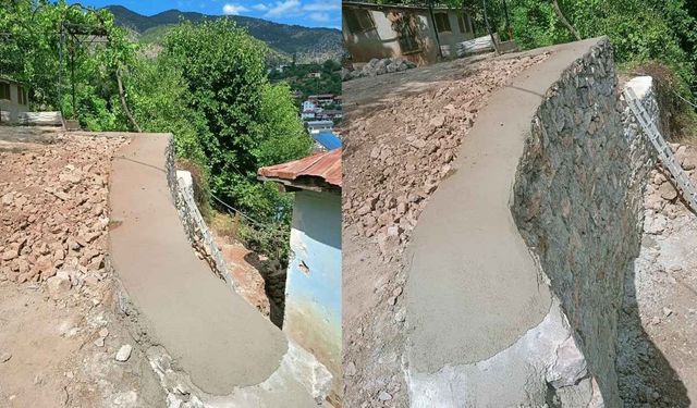 Saimbeyli’de çöken yol belediye ekiplerince yenilendi